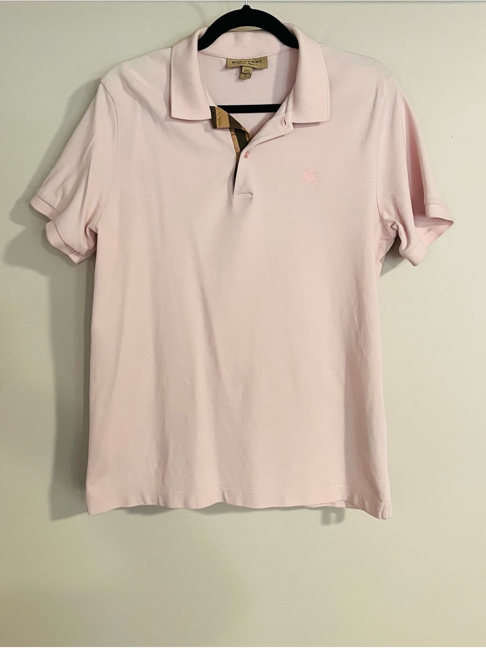 Burberry London Men’s Classic Pink Cotton Polo Shirt Size L